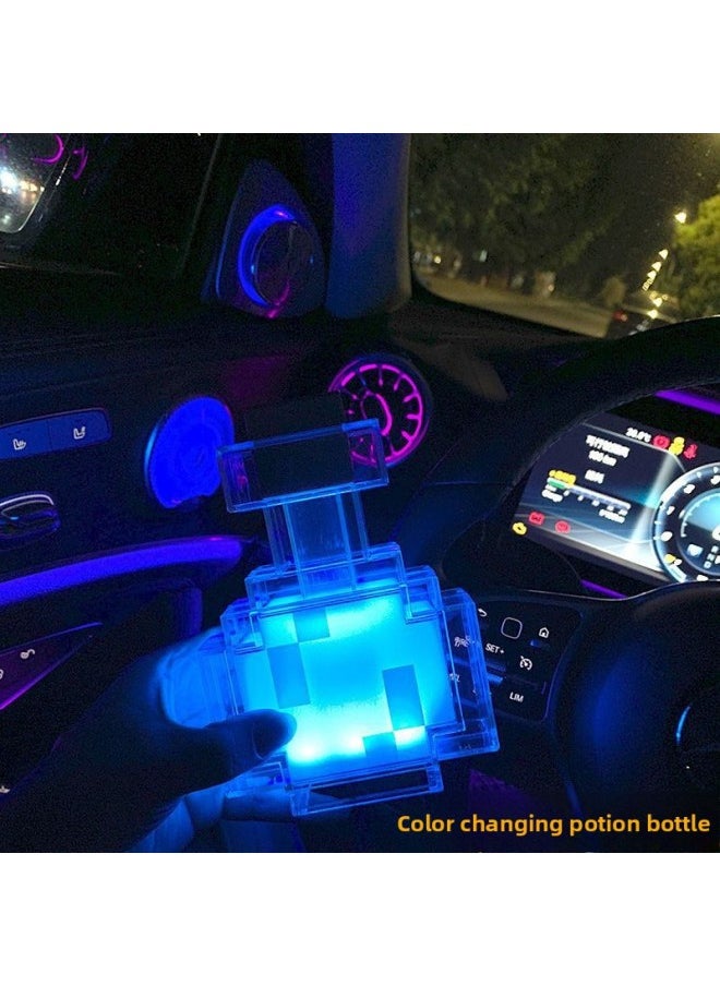 Minecraft Rechargeable Luminous Torch Lamp Can Be Hung On The Wall Torch Night Light Ore Lamp Night Light Color Changing Bottle Toy Model-Color:Rechargeable Color Changing Bottle/8 Colors Silent Control/free Cable-Specifications:Collect And Receive Small MC Weapons