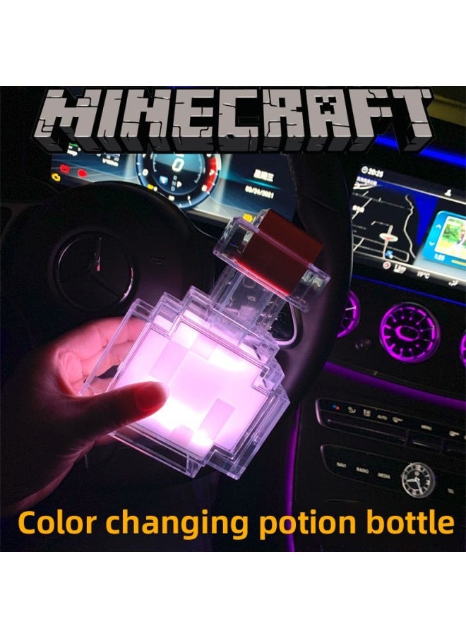 Minecraft Rechargeable Luminous Torch Lamp Can Be Hung On The Wall Torch Night Light Ore Lamp Night Light Color Changing Bottle Toy Model-Color:Rechargeable Color Changing Bottle/8 Colors Silent Control/free Cable-Specifications:Collect And Receive Small MC Weapons