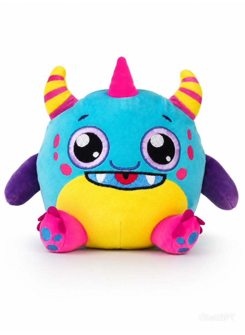 Aspire Books Looey Hooping Monsterious Interactive Plush Toy with 10 Sound Effects & Movement, Rechargeable Sensory Toy for Kids 18M+, Blue/Red Monster - Image 1