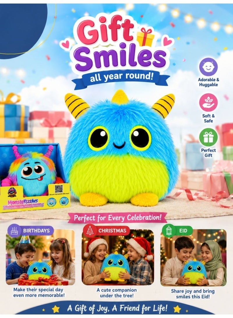 Aspire Books Looey Hooping Monsterious Interactive Plush Toy with 10 Sound Effects & Movement, Rechargeable Sensory Toy for Kids 18M+, Blue/Red Monster - Image 3