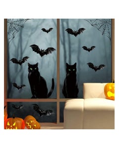 CityRiya-Long Window Stickers, Black Cat Figurine with Bats (Black)  - Image 4