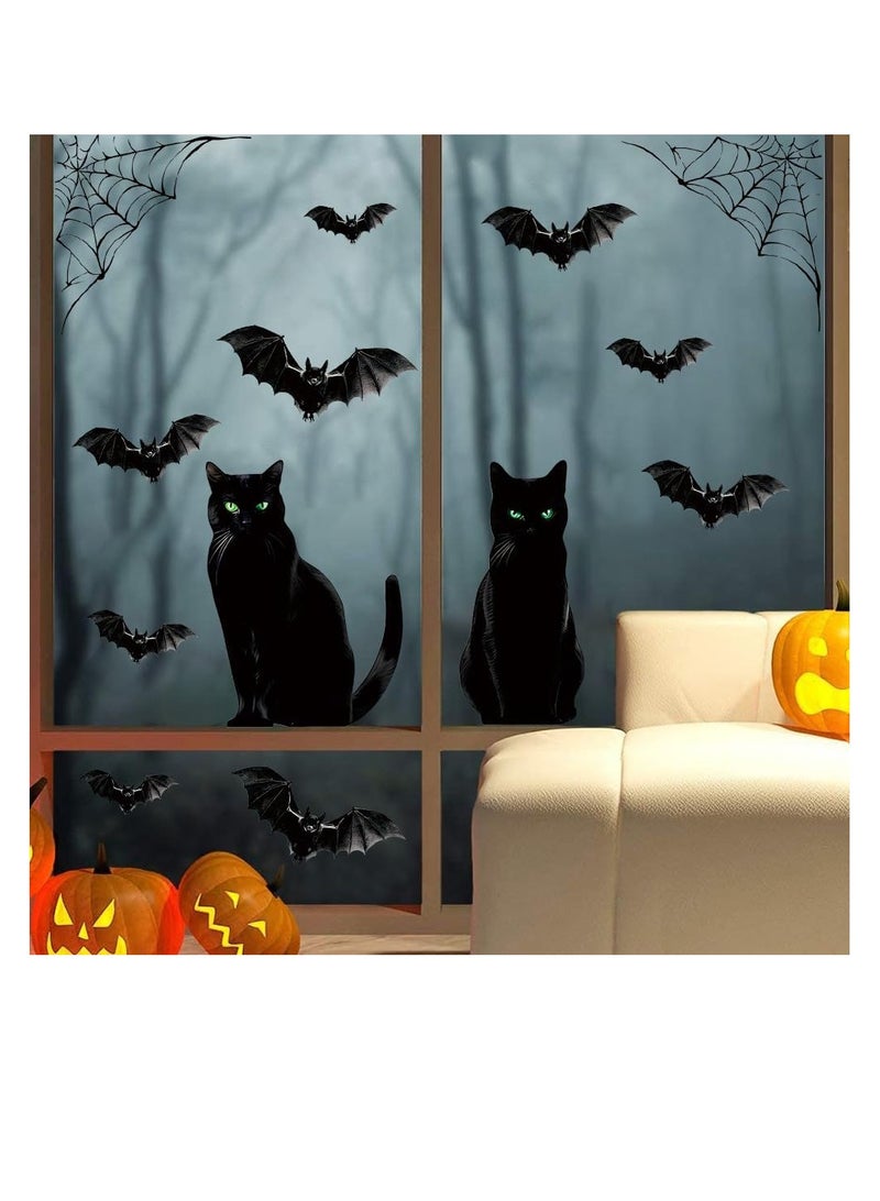 CityRiya-Long Window Stickers, Black Cat Figurine with Bats (Black) - Image 4