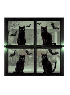CityRiya-Long Window Stickers, Black Cat Figurine with Bats (Black)  - Image 1