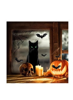 CityRiya-Long Window Stickers, Black Cat Figurine with Bats (Black)  - Image 3