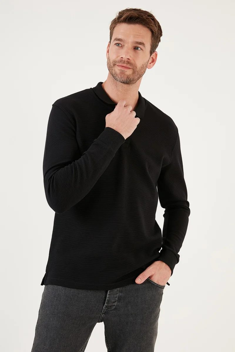 Buratti 100% Cotton Relaxed Fit Buttoned Polo Collar Sweat Men's Sweat 5905501