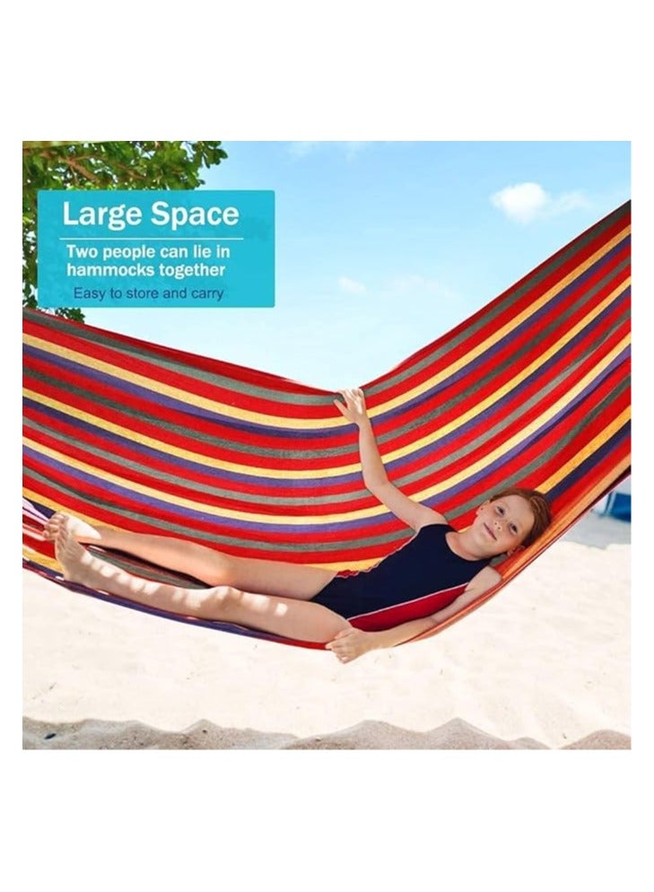Camping Hammock, Thickened Durable Canvas with Anti Roll Balance Beam & Sturdy Metal Knot Tree Straps - Image 3