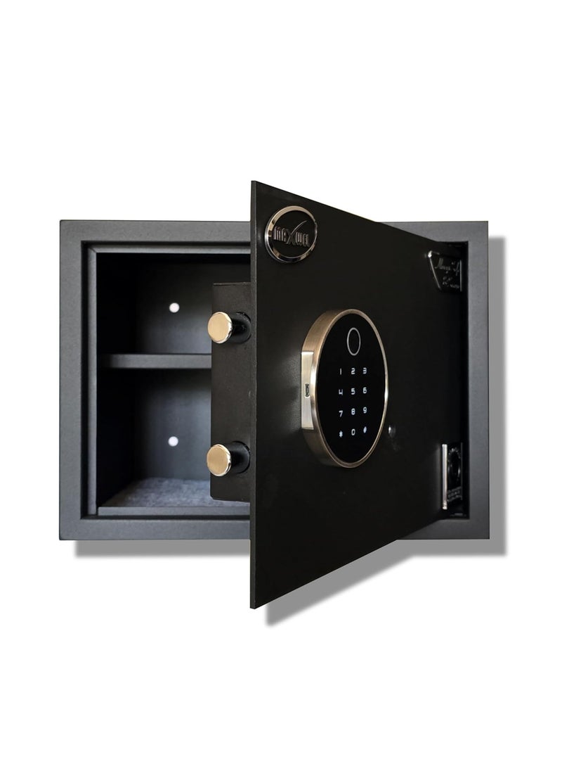 Maxwel - Maxwel Biometric Safe Locker 30 Litres Home Hotel and Office Safes wtih Fingerpring access Codes and Manual Keys v2 Round - Image 1