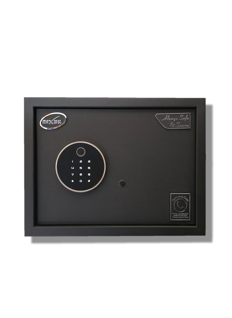 Maxwel - Maxwel Biometric Safe Locker 30 Litres Home Hotel and Office Safes wtih Fingerpring access Codes and Manual Keys v2 Round - Image 1