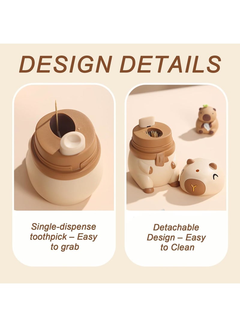 Toothpick Dispenser, Funny Capybara Automatic Pop-Up Toothpick Holder Box, 50 Toothpicks Capacity, Easy to Clean PP Material for Home Kitchen Restaurant Office - Image 4