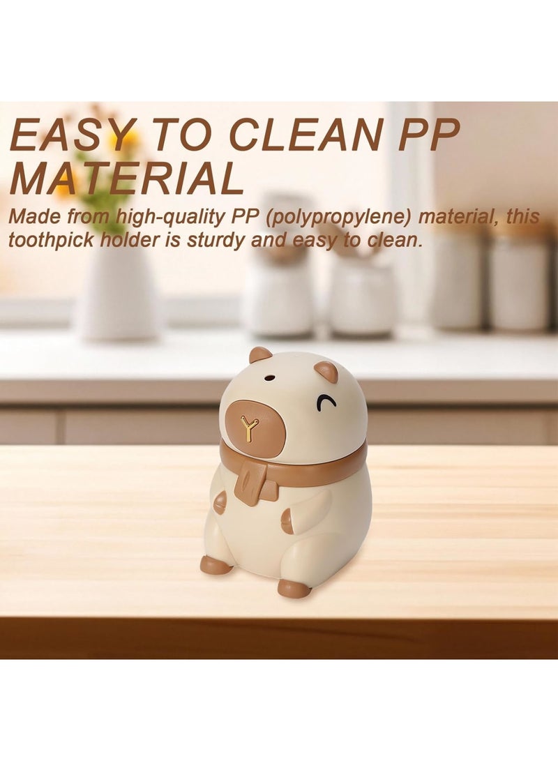Toothpick Dispenser, Funny Capybara Automatic Pop-Up Toothpick Holder Box, 50 Toothpicks Capacity, Easy to Clean PP Material for Home Kitchen Restaurant Office - Image 5