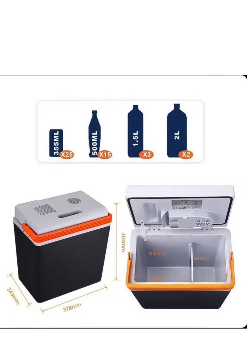 2-in-1 20 Liter Car Electric Refrigerator Cooler (Both Warm & Cold), 12V Portable Electric Cooler for Camping, Road Trip and Picnic, DLC-CW5020