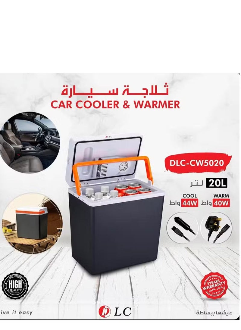 2-in-1 20 Liter Car Electric Refrigerator Cooler (Both Warm & Cold), 12V Portable Electric Cooler for Camping, Road Trip and Picnic, DLC-CW5020