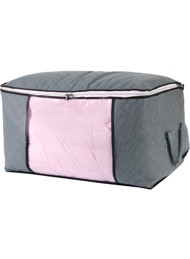 combocube Comforter Storage Bag Jumbo Zippered Bag with Large Clear Window and Carry Handles Space Saver Organizers for Closet Blanket Pillow Quilt Bedding Clothes 2Pcs Grey Large - Image 5