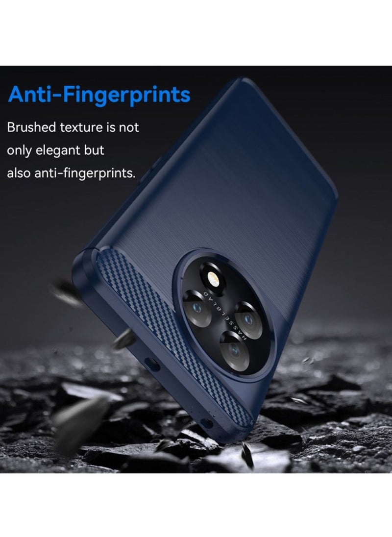 Wtech - Slim Fit Thin Carbon Fiber Design With Shock Absorption Case Cover For OnePlus 11 5G Navy Blue - Image 1