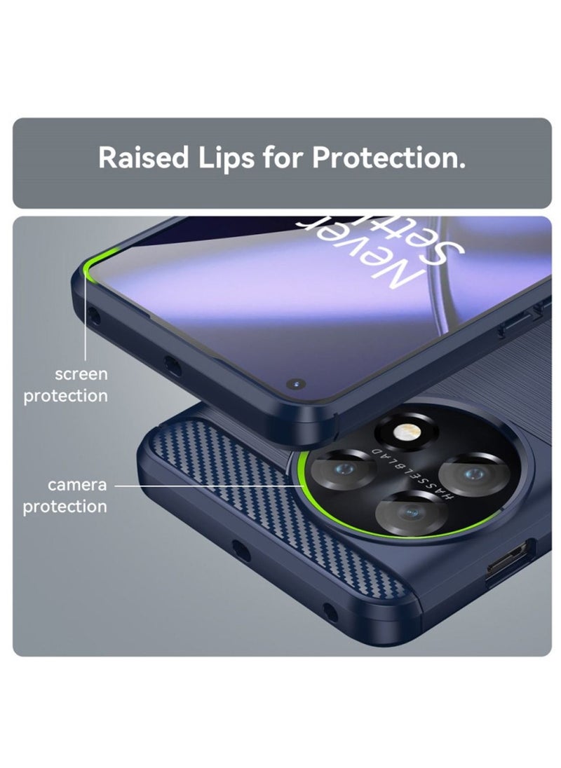 Wtech - Slim Fit Thin Carbon Fiber Design With Shock Absorption Case Cover For OnePlus 11 5G Navy Blue - Image 1