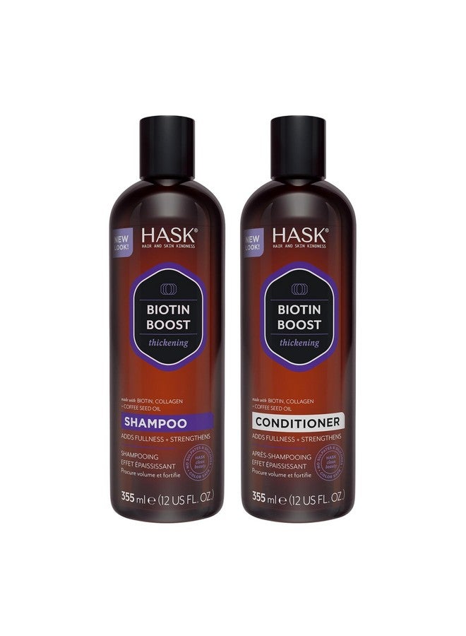 هاسك مجموعة شامبو وبلسم HASK BIOTIN BOOST لتكثيف الشعر لجميع أنواع الشعر، آمنة على اللون، خالية من الغلوتين والكبريتات والبارابين - شامبو واحد وبلسم واحد - Image 1
