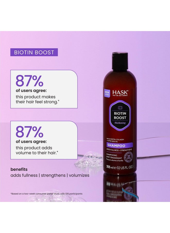 هاسك مجموعة شامبو وبلسم HASK BIOTIN BOOST لتكثيف الشعر لجميع أنواع الشعر، آمنة على اللون، خالية من الغلوتين والكبريتات والبارابين - شامبو واحد وبلسم واحد - Image 5