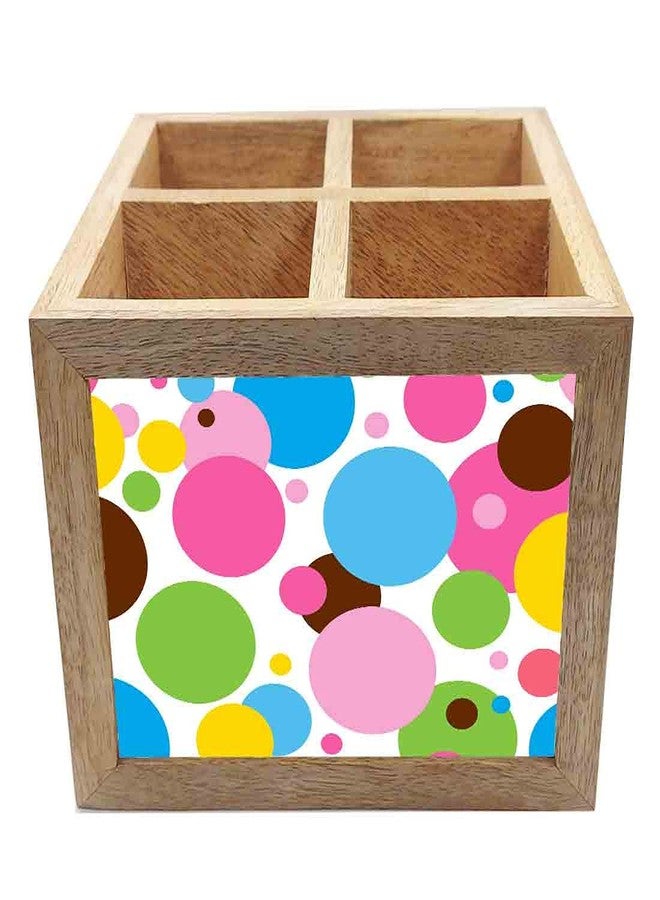 Nutcase Wooden Cutlery Stand Holder Silverware Caddy Spoons Forks Knives Organizer for Dining Table & Kitchen -Made in India-Spoons NOT Included - Colorful Polka Dots - Image 3