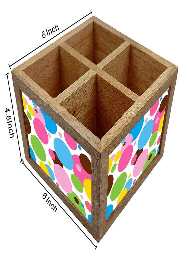 Nutcase Wooden Cutlery Stand Holder Silverware Caddy Spoons Forks Knives Organizer for Dining Table & Kitchen -Made in India-Spoons NOT Included - Colorful Polka Dots - Image 4