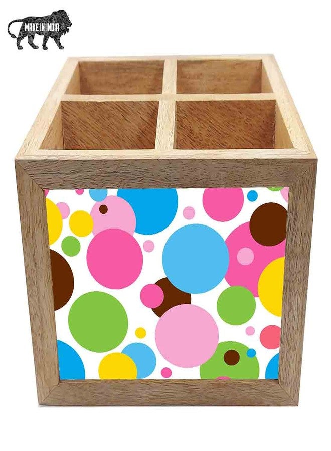 Nutcase Wooden Cutlery Stand Holder Silverware Caddy Spoons Forks Knives Organizer for Dining Table & Kitchen -Made in India-Spoons NOT Included - Colorful Polka Dots - Image 5