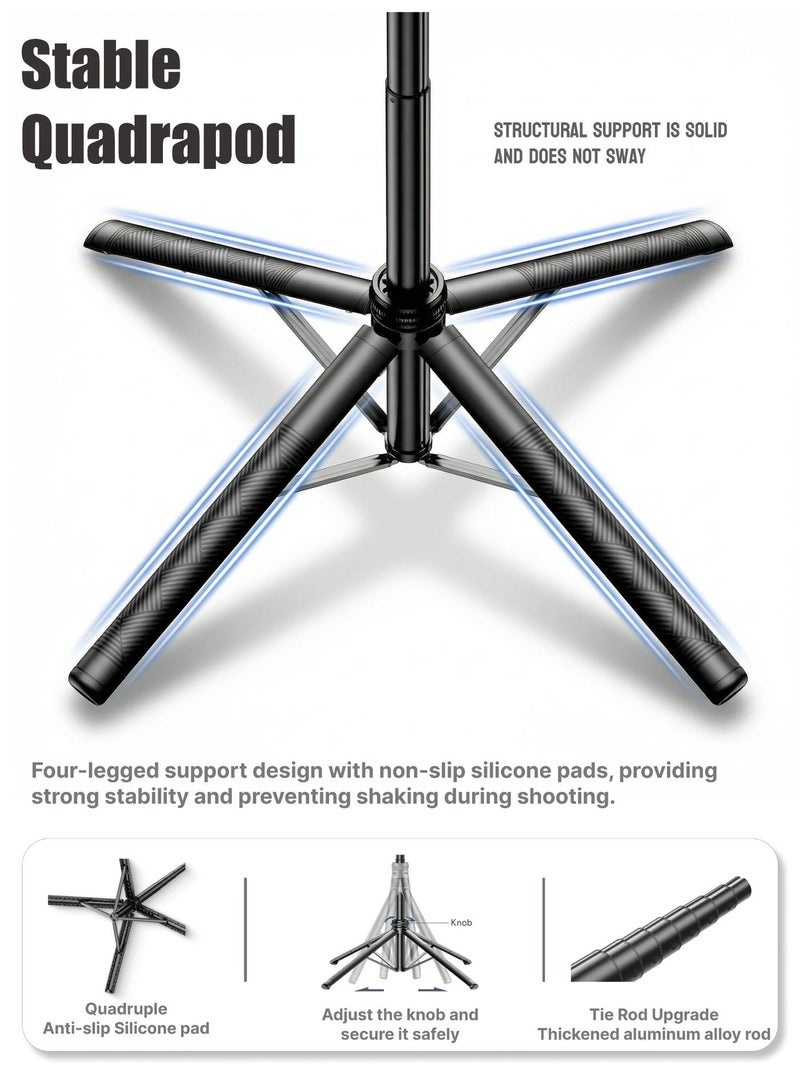 ZONIX Lightweight Quadpod Selfie Stick – Only 469g, Extendable to 1800mm, Detachable & Portable, 360° Rotation, with Wireless Remote for Phone/Camera - Image 3
