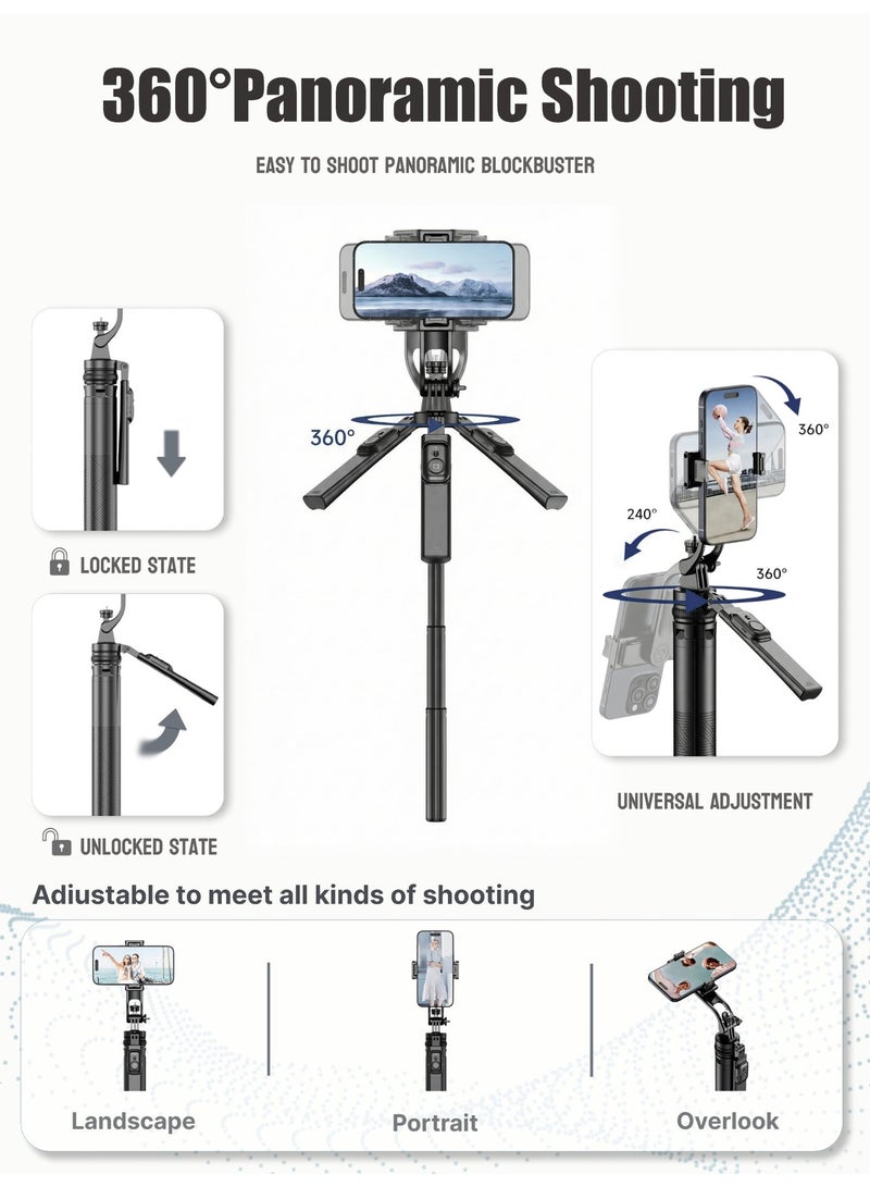 ZONIX Lightweight Quadpod Selfie Stick – Only 469g, Extendable to 1800mm, Detachable & Portable, 360° Rotation, with Wireless Remote for Phone/Camera - Image 4