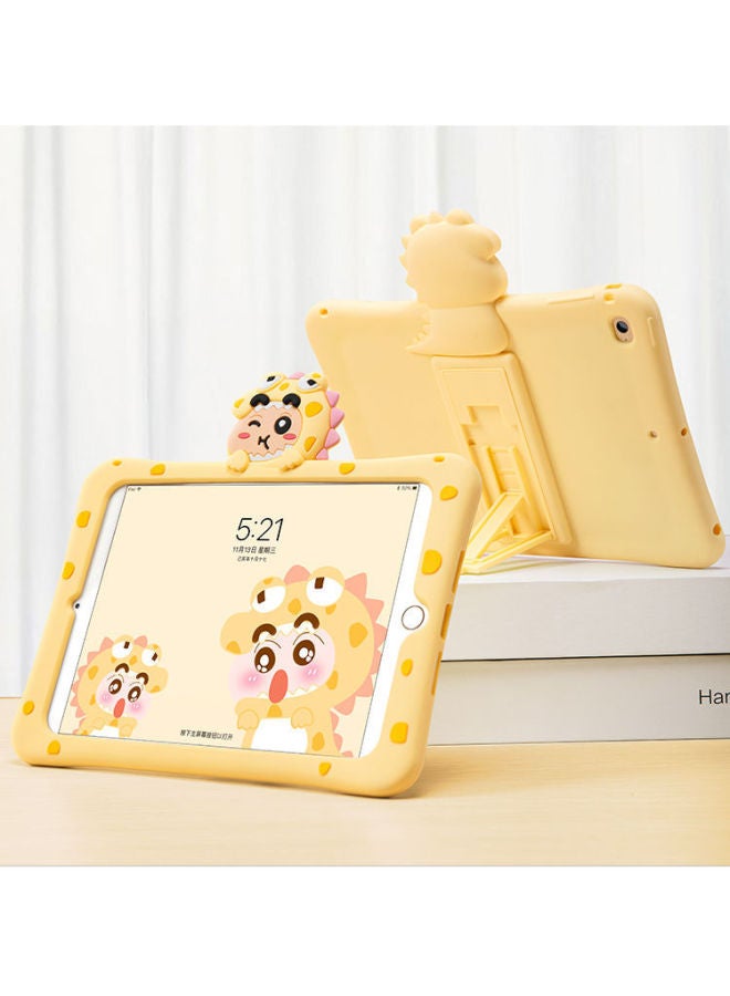 For Ipad10 Protective Cover Silicone Air4 With Pen Slot 10.9 Silicone Cartoon Mini5/6 Flat Silicone Shell-Color:Crayon Xiaoxin 【Yellow】】-Applicable Model:iPad10 Generation/10.9 Inch】 - Image 1
