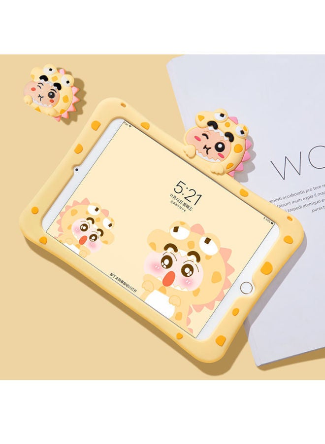 For Ipad10 Protective Cover Silicone Air4 With Pen Slot 10.9 Silicone Cartoon Mini5/6 Flat Silicone Shell-Color:Crayon Xiaoxin 【Yellow】】-Applicable Model:iPad10 Generation/10.9 Inch】 - Image 3