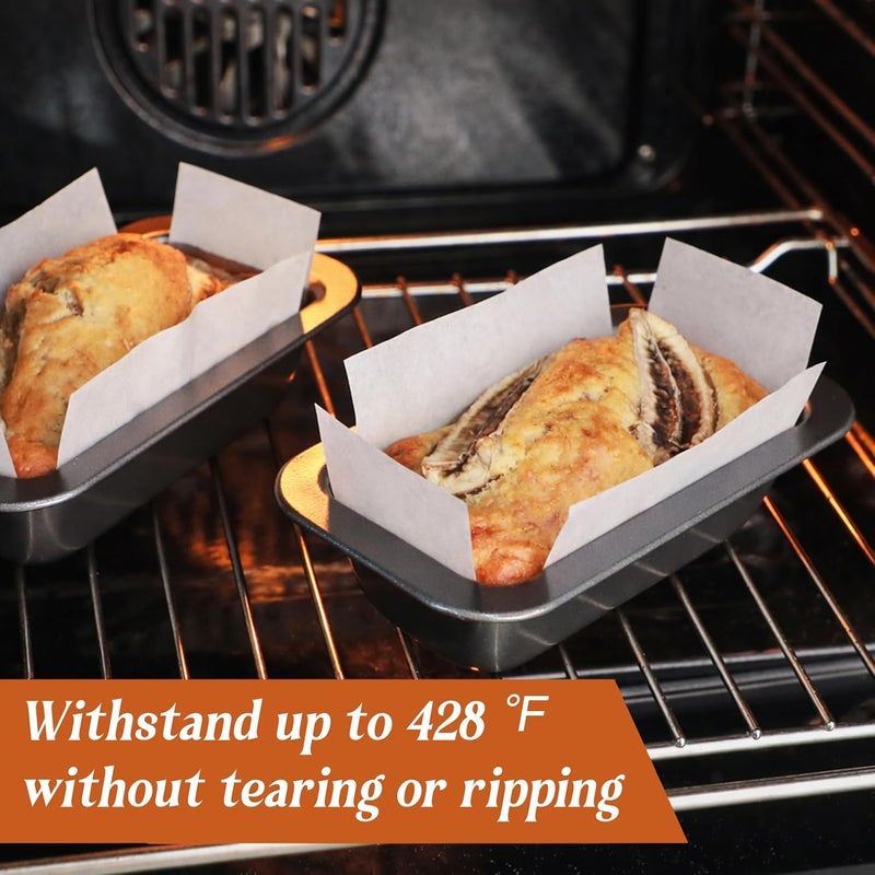 وي بيك Webake 200 قطعة ورق خبز غير مبيض لبطانة صواني الخبز الصغيرة مقاس 6x3 لصواني خبز الموز الصغيرة، مقطع مسبقًا أصلي، غير سام - Image 5