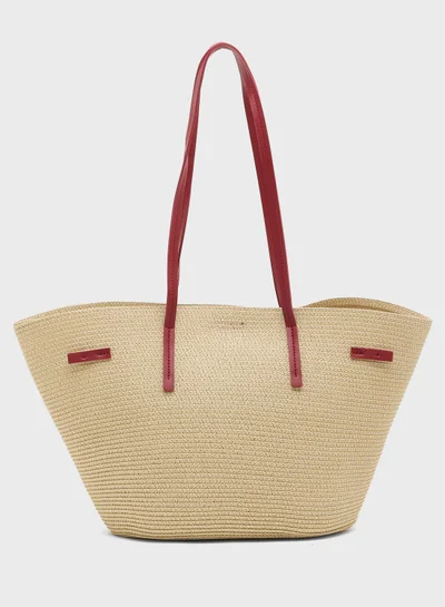 Ginger raffia tote bag