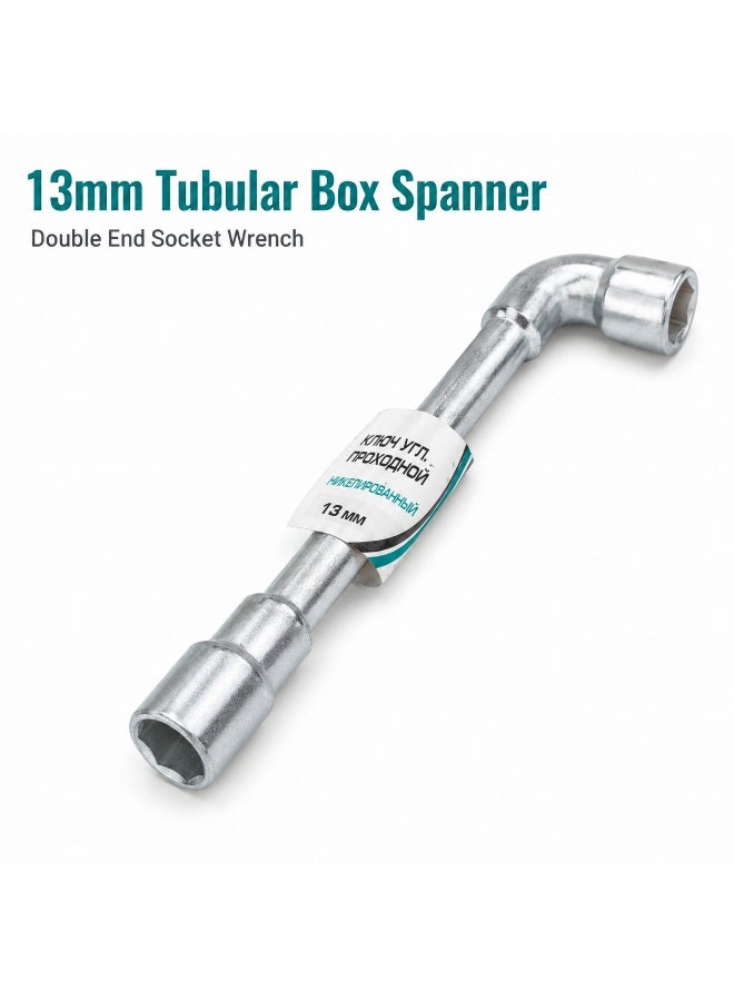 13mm Tubular Box Spanner, Double End Socket Wrench, L-Shaped Offset Pipe Spanner For Nuts, Bolts, Plumbing, Automotive, Garage & DIY Repair - Image 1