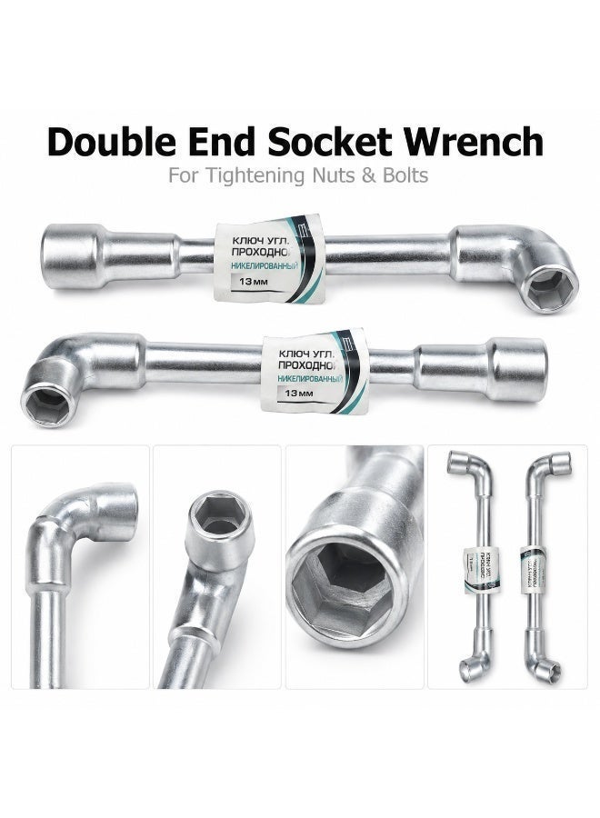 13mm Tubular Box Spanner, Double End Socket Wrench, L-Shaped Offset Pipe Spanner For Nuts, Bolts, Plumbing, Automotive, Garage & DIY Repair - Image 5