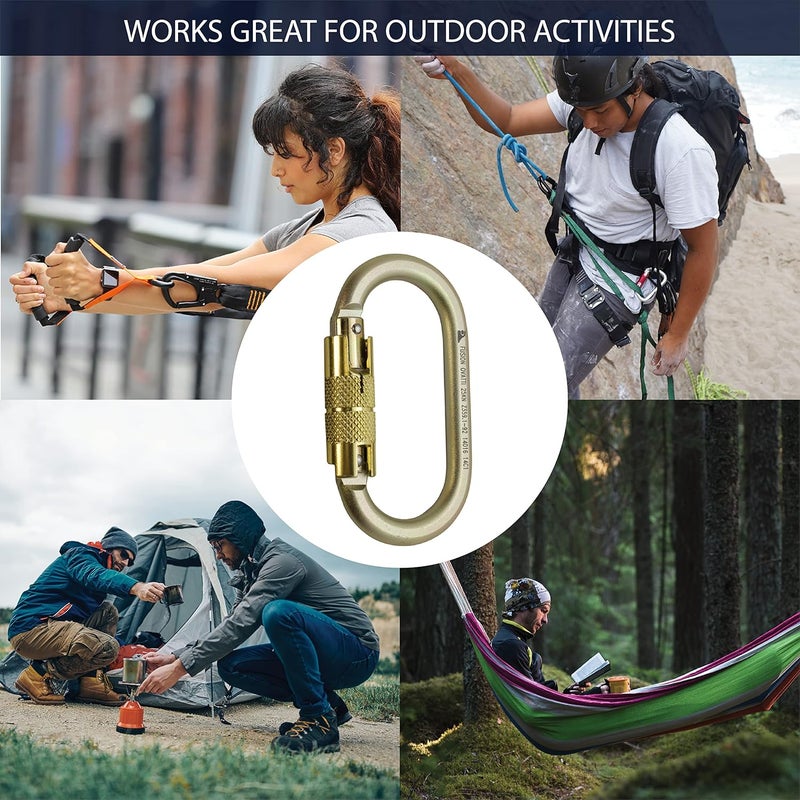 FUSION Climb Ovatti Military Tactical Edition Steel Auto Lock Oval Symmetrical Anchor Carabiner Gold, One Size (FP-9108-P-GLD) - Image 5