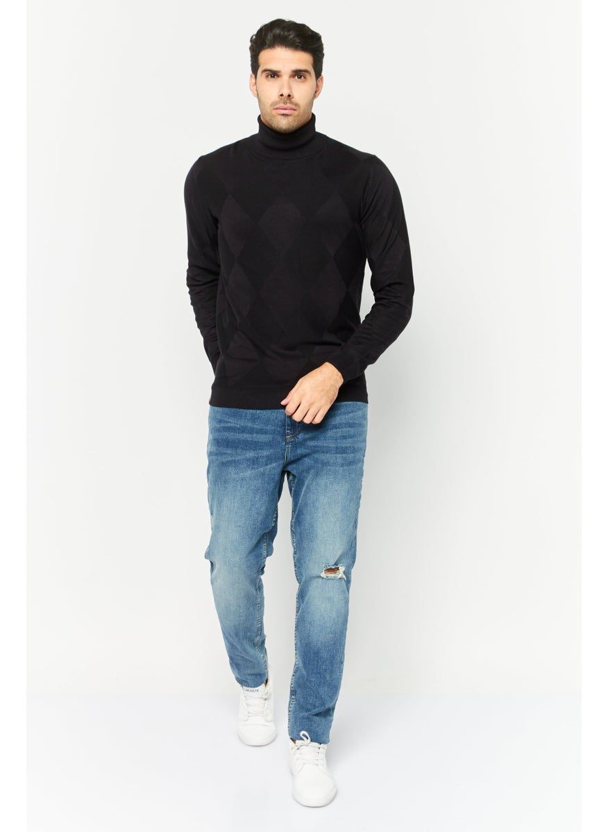 Sorbino Men Mock Neck Long Sleeves Heather Sweatshirt, Black  - Image 2
