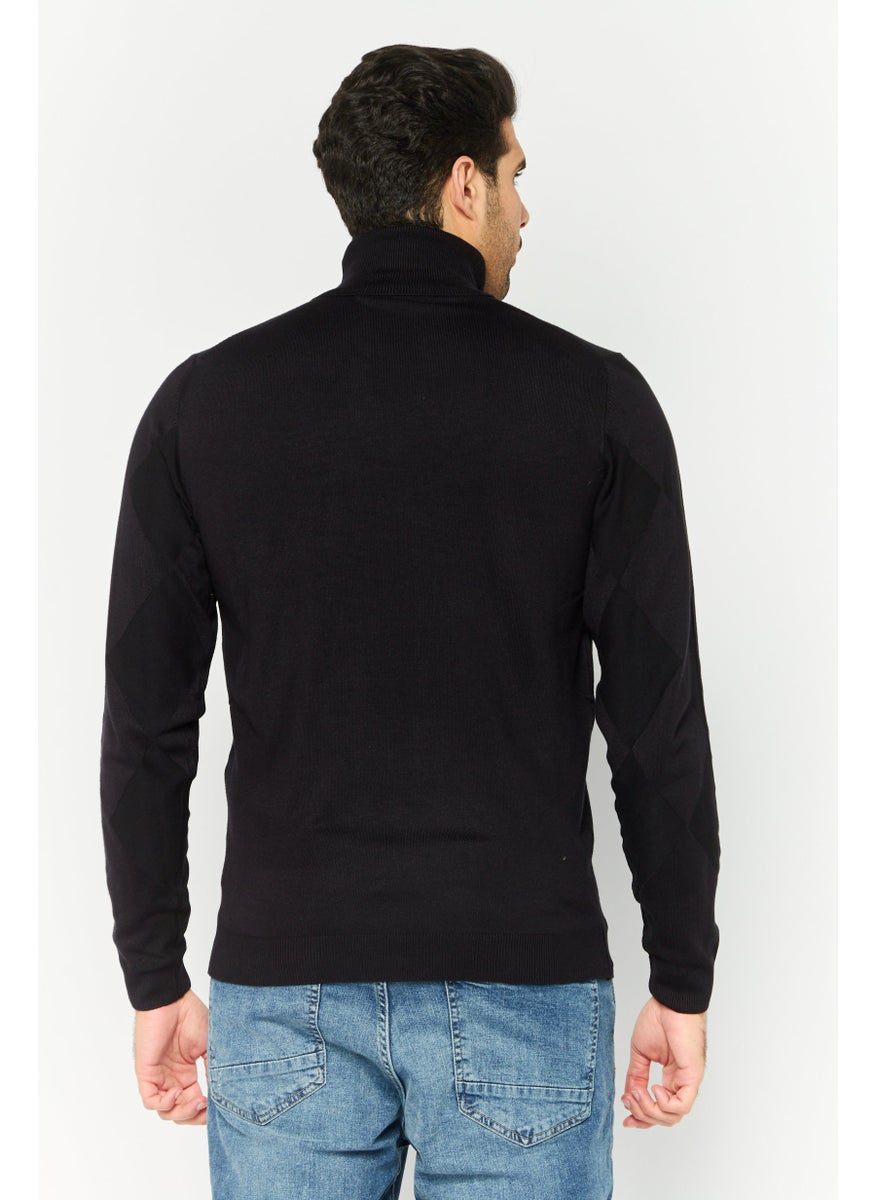 Sorbino Men Mock Neck Long Sleeves Heather Sweatshirt, Black  - Image 4