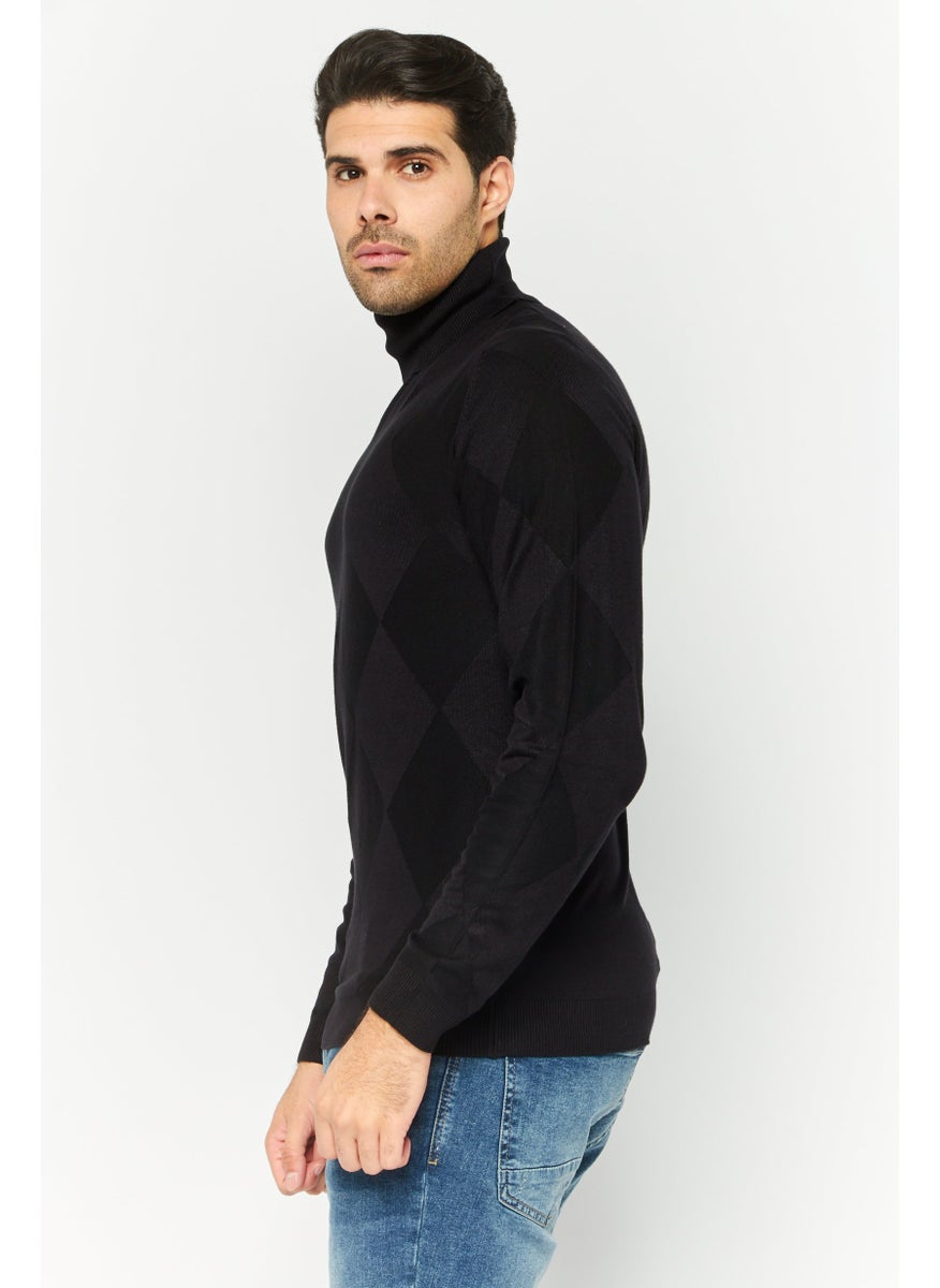 Sorbino Men Mock Neck Long Sleeves Heather Sweatshirt, Black  - Image 3