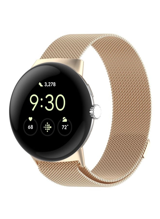Generic - Replacement Strap For Google Pixel Watch Milanese Stainless Steel Metal Watch Band Champagne Gold - Image 1