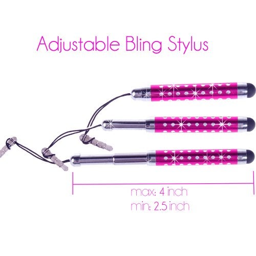 ECO-FUSED Stylus Pen Bundle - 12 Adjustable Bling Stylus Pens- with 3.5mm Jack Connector- for All Capacitive Touchscreen Devices - iPad, iPhone, Samsung Phones, All Android Phones, Tablets and More - Image 2