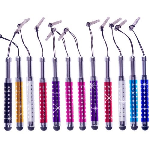 ECO-FUSED Stylus Pen Bundle - 12 Adjustable Bling Stylus Pens- with 3.5mm Jack Connector- for All Capacitive Touchscreen Devices - iPad, iPhone, Samsung Phones, All Android Phones, Tablets and More - Image 5