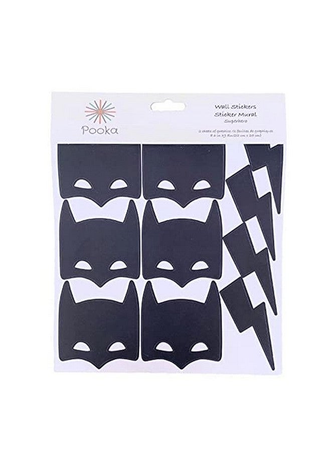 Pooka Superhero Reusable Wall Decal - Black (20 Pcs) | Black Masks Wall Decal | Superhero Wall Stickers | Lightning Bolt Wall Decal Stickers | Superhero Decals for Walls | Superhero Wall Art - Image 2