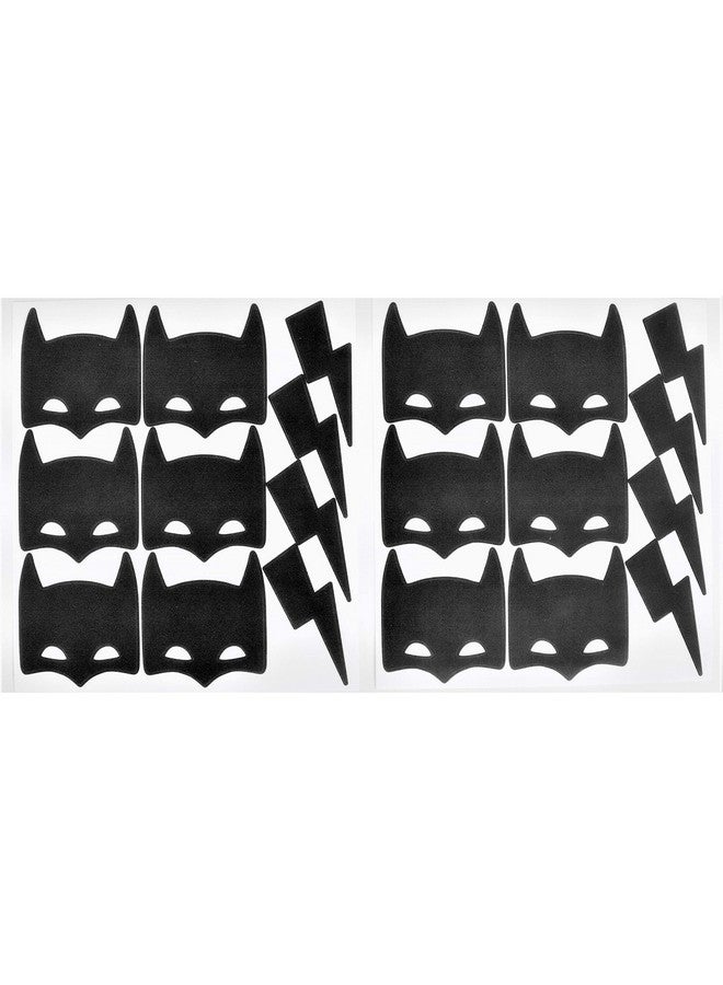 Pooka Superhero Reusable Wall Decal - Black (20 Pcs) | Black Masks Wall Decal | Superhero Wall Stickers | Lightning Bolt Wall Decal Stickers | Superhero Decals for Walls | Superhero Wall Art - Image 1
