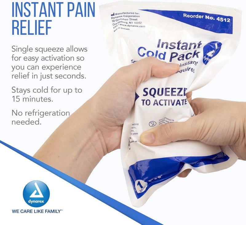 Dynarex Disposable Ice Packs for Injuries Instant Cold Packs for First Aid Swelling Sprains Abrasions Single Use Cold Pack Cold Compress Packs for Joint Muscle Pain 24Pack 5x9Inch - Image 3