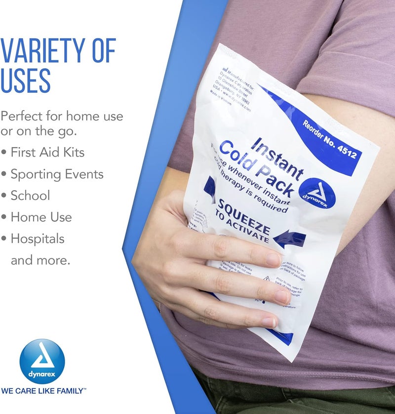 Dynarex Disposable Ice Packs for Injuries Instant Cold Packs for First Aid Swelling Sprains Abrasions Single Use Cold Pack Cold Compress Packs for Joint Muscle Pain 24Pack 5x9Inch - Image 5