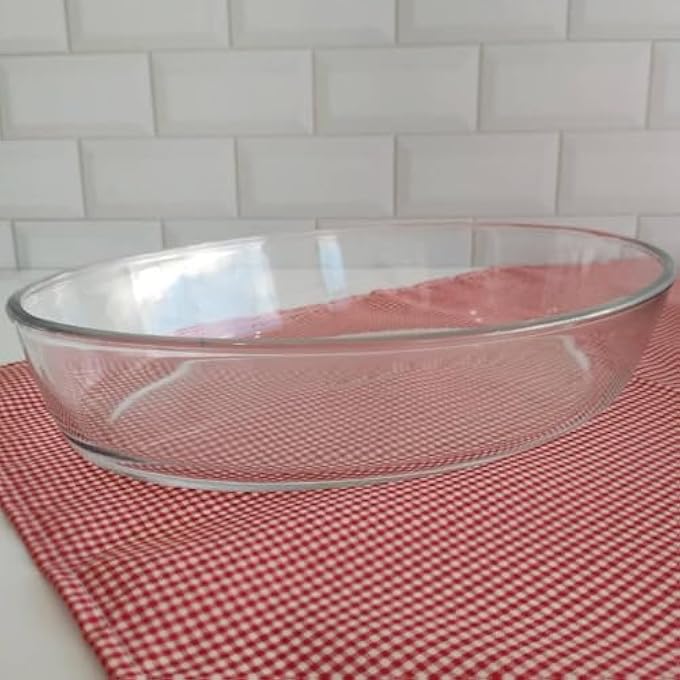 rayihni Marinex Small Oval Glass Roaster 24L  Durable HeatResistant Borosilicate Bakeware Dish  Transparent OvenSafe Roasting  Baking Tray  Microwave Freezer  Dishwasher Safe - Image 5