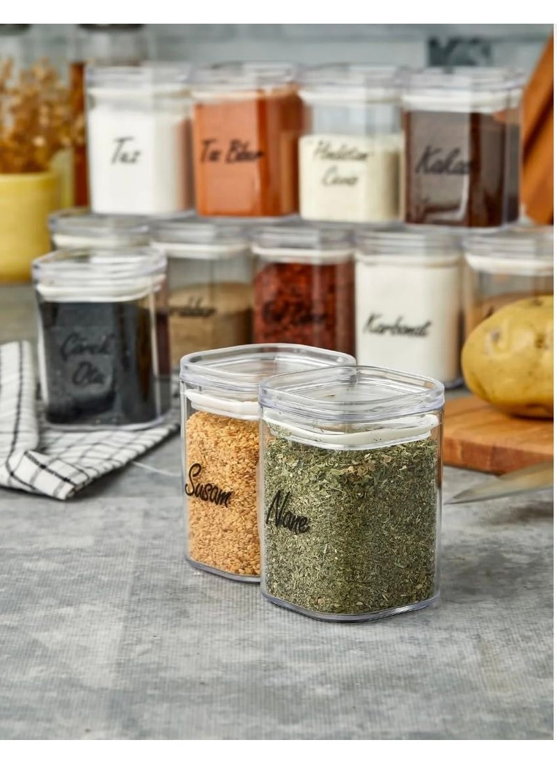 Kitchen Pembelia Labeled 12-Piece 200 ml Acrylic Spice Jar Set with Storage Door and Transparent Label  - Image 3