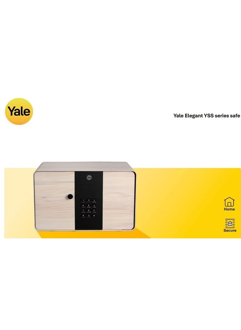 Yale - Yale Standard Security Elegant Safe with PIN Code and Key override, Fully lined interior to protect your valuable and Built-in LED Light, Wooden Finish - Image 1