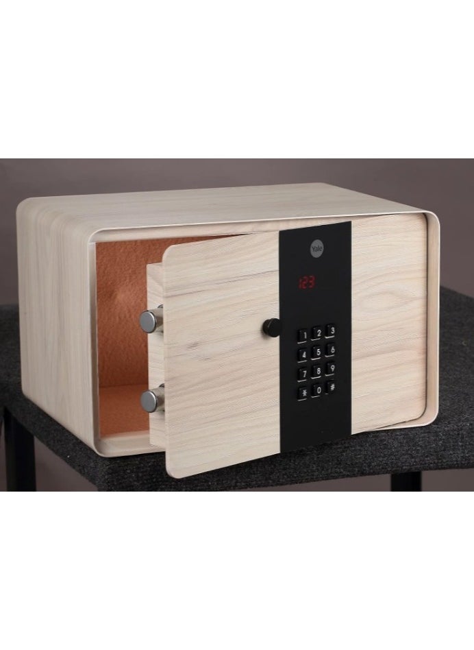 Yale - Yale Standard Security Elegant Safe with PIN Code and Key override, Fully lined interior to protect your valuable and Built-in LED Light, Wooden Finish - Image 1