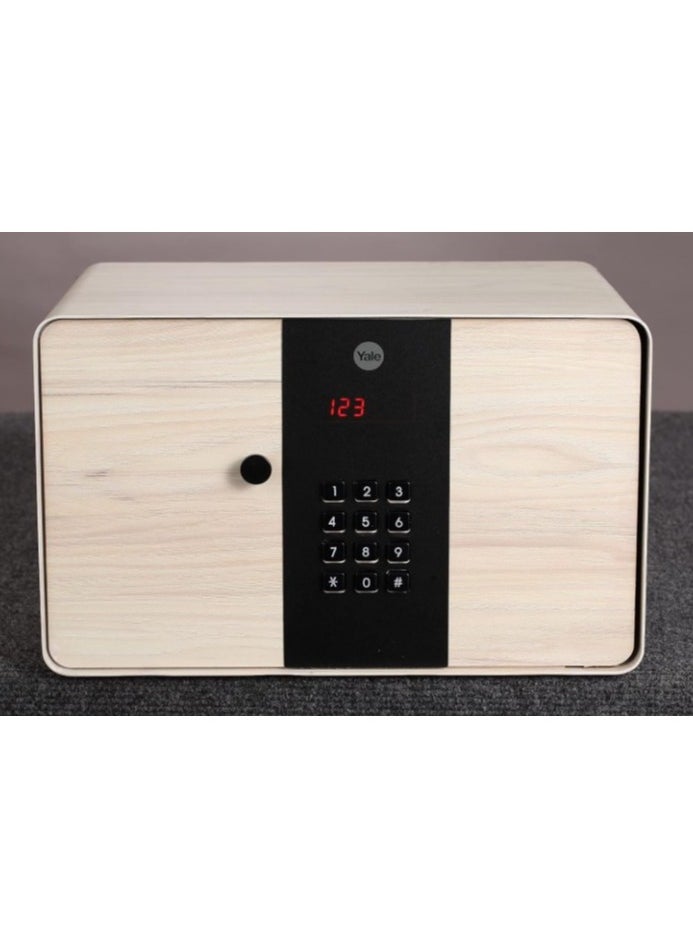 Yale - Yale Standard Security Elegant Safe with PIN Code and Key override, Fully lined interior to protect your valuable and Built-in LED Light, Wooden Finish - Image 1