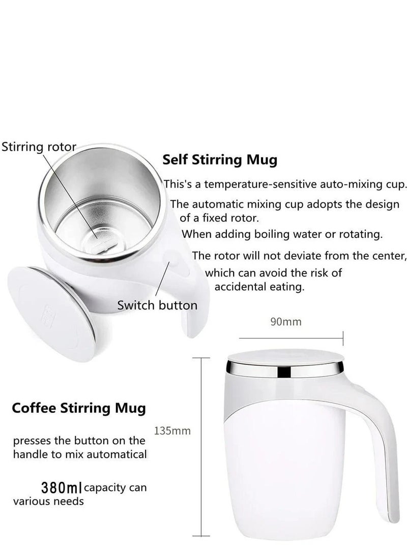 eBasket Self Stirring Coffee Mug Rotating Mixing Mug for Home Office and Travel Electric Stainless Steel Self-Mixing Coffee Mug Suitable for Coffee Milk Cocoa Cold and Hot Drinks 380ml (Grey)...  - Image 3