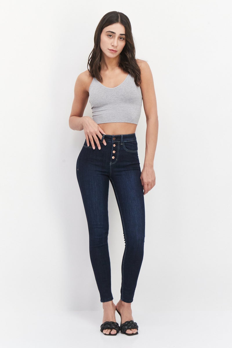 GUESS Women Skinny Fit Slid Denim Jeans, Blue - Image 3